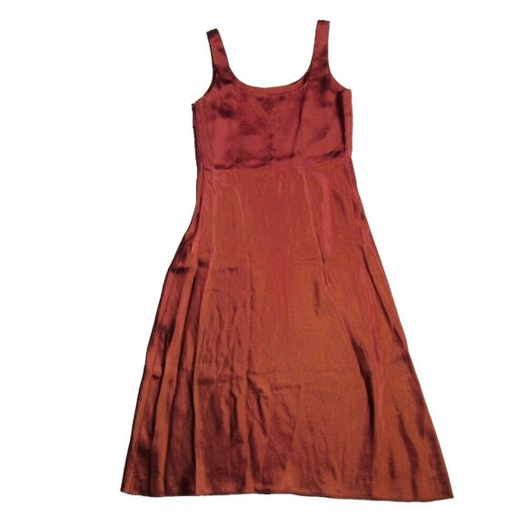 NWT Vince Sleeveless Fitted Satin Slip Midi in Sangre Scoop Neck Dress 2 $325 - Picture 6 of 6